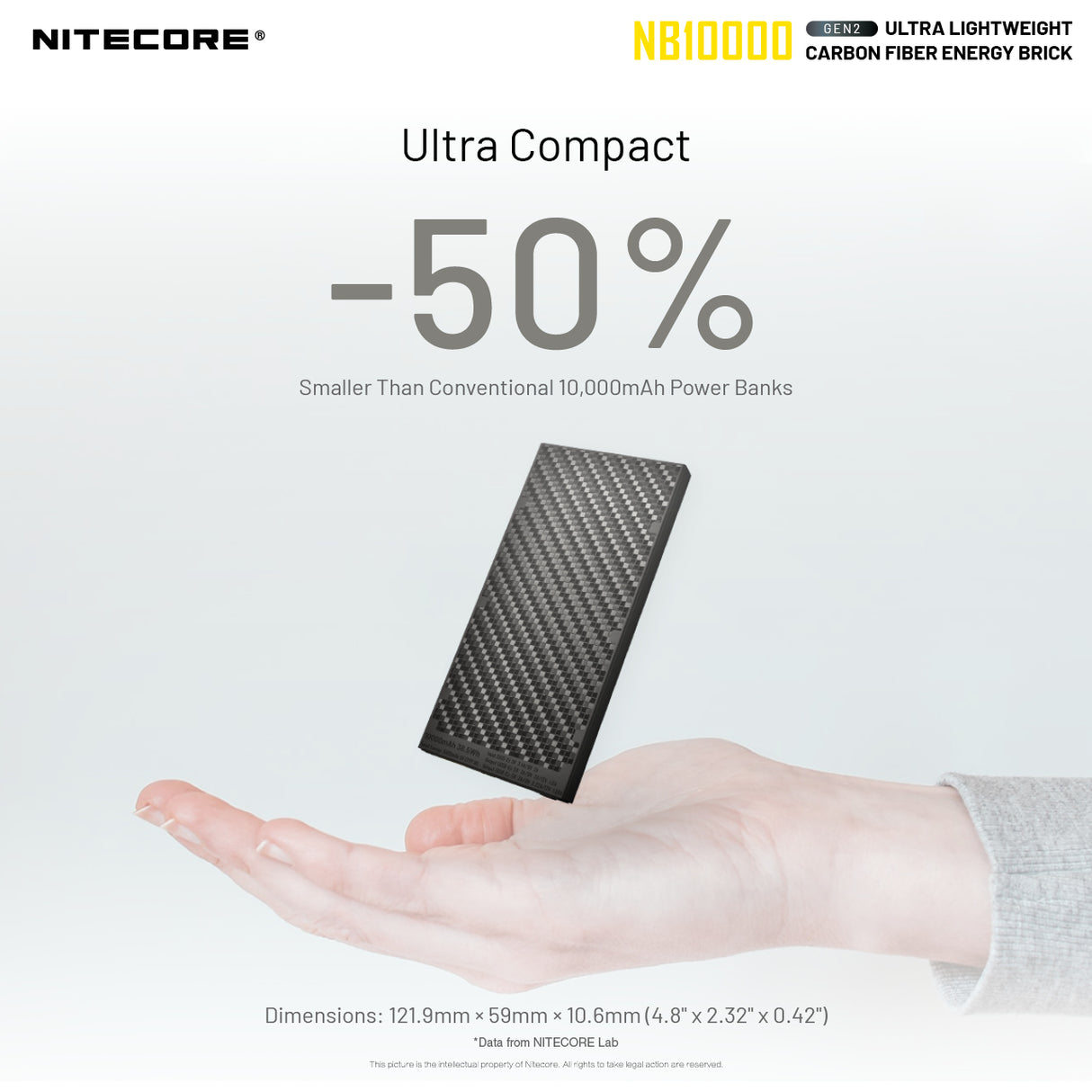 Nitecore NB10000 Silver Gen 2 Quick-Charge USB/USB-C Dual Port 10000mAh Power Bank