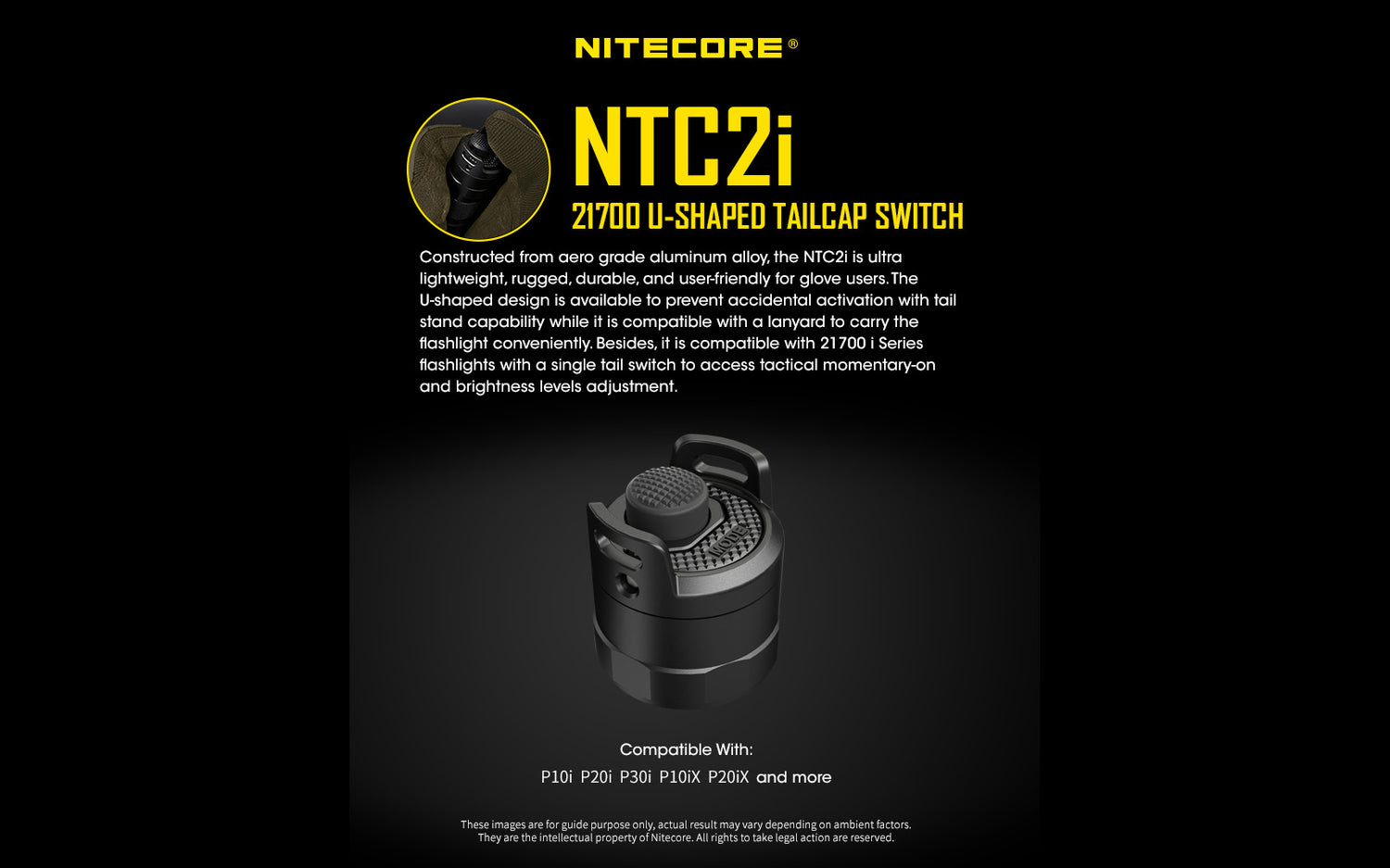 NITECORE NTC2i Tail Cap Tailcap for i Series Flashlights P10i P10iX P20i P20iX P23i