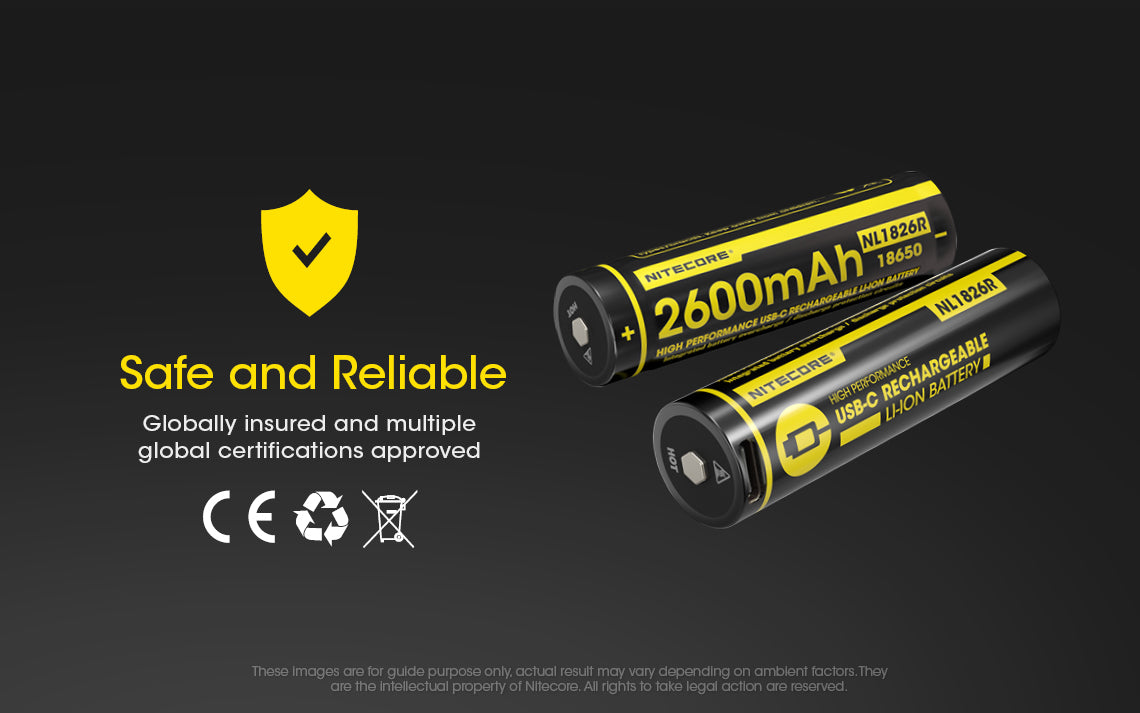 Nitecore NL1826R 2600mAh USB-C Rechargeable 18650 Battery