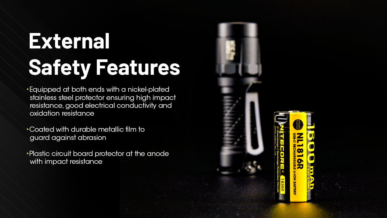Nitecore NL1816R 1600mAh USB-C Rechargeable Battery, Customized for MT1C Pro