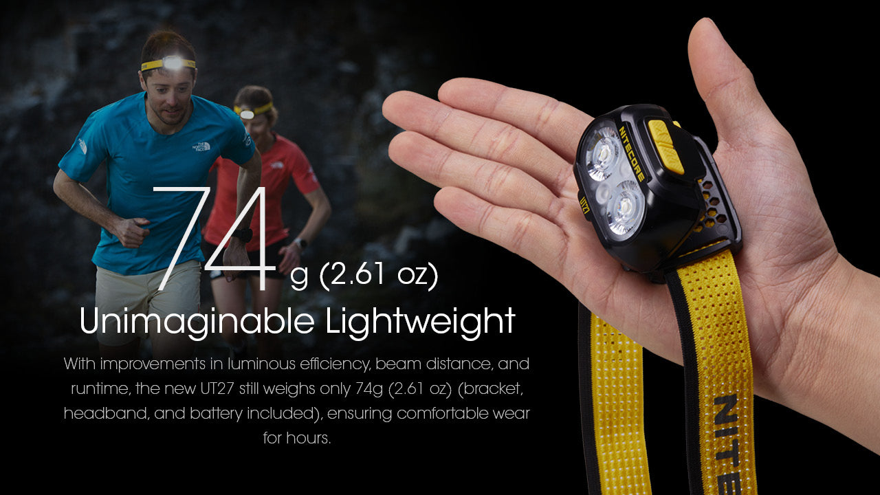 Nitecore UT27 Pro 800 lumen Rechargeable Running Headlamp - Includes Extra HLB-1500 Battery