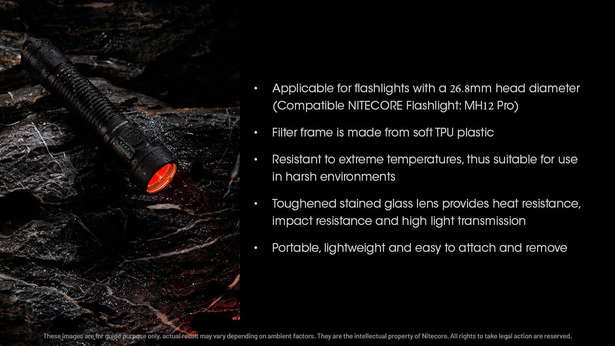 Nitecore 26mm Red, Green, or Blue Filter (NFR26, NFG26, NFB26) for MH12 Pro, MT1C Pro, and MT2C Pro