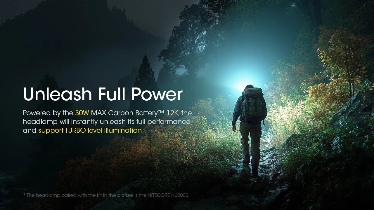 Nitecore Carbon Battery 12K Extended Headlamp Runtime Kit for NU45, NU53, HC65 UHE, and More