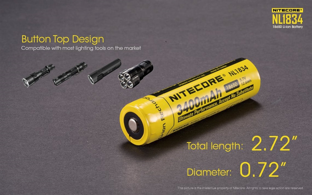 Nitecore NL1834 3400mAh Rechargeable 18650 Battery