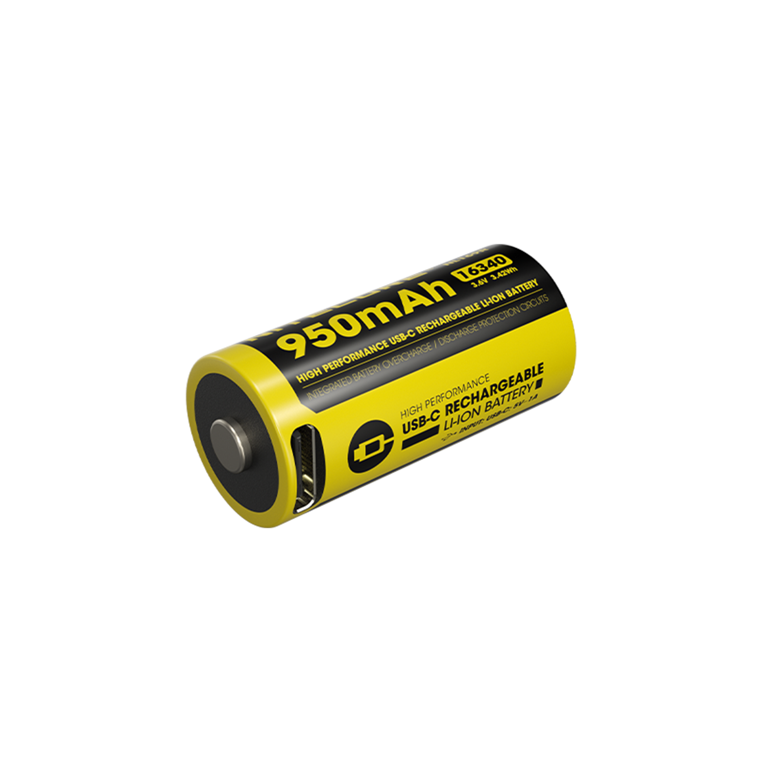 Nitecore NL169R 950mAh Rechargeable RCR123 16340 Battery with USB-C Charging Port
