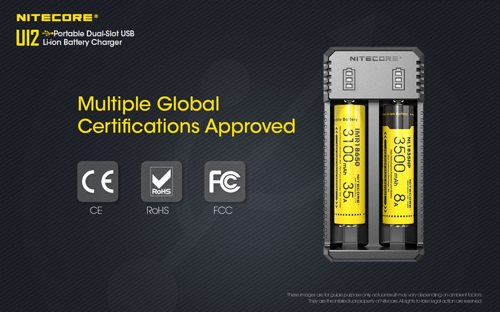 Nitecore UI2 Dual-Slot USB Charger, for 18650, 21700, 18350, 20700 Batteries
