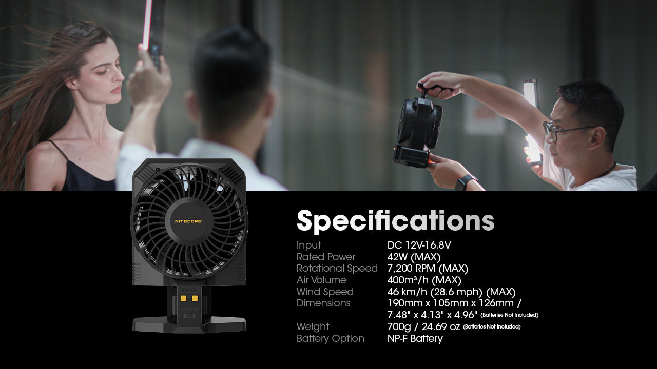 NITECORE CW30 Portable Cordless Photography Fan