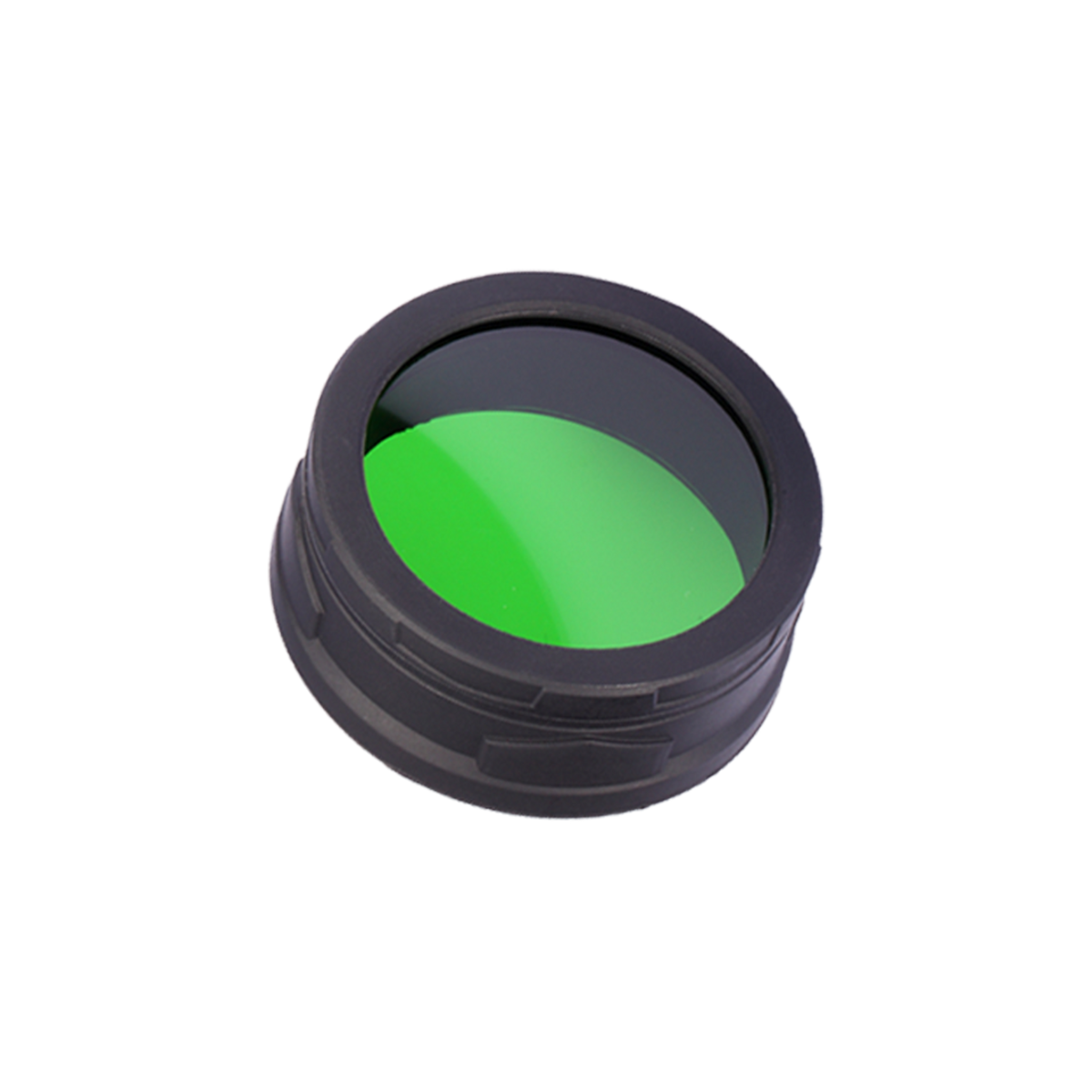 Nitecore NFG65 65mm filter with green coated glass lens and rubber frame for flashlights with 65mm head diameters.