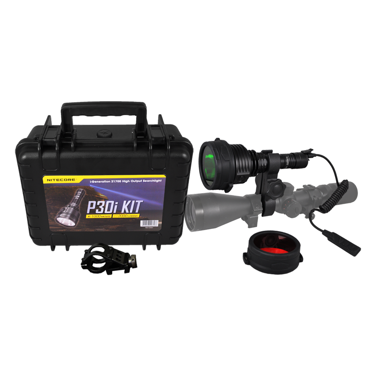 2000 lumen rechargable flashlight kits Nitecore P30i 1093 Yard Long Throw Hunting Kit purseswallets The Altmont Professional Deluxe Color:Dark Haze level indicator and USB