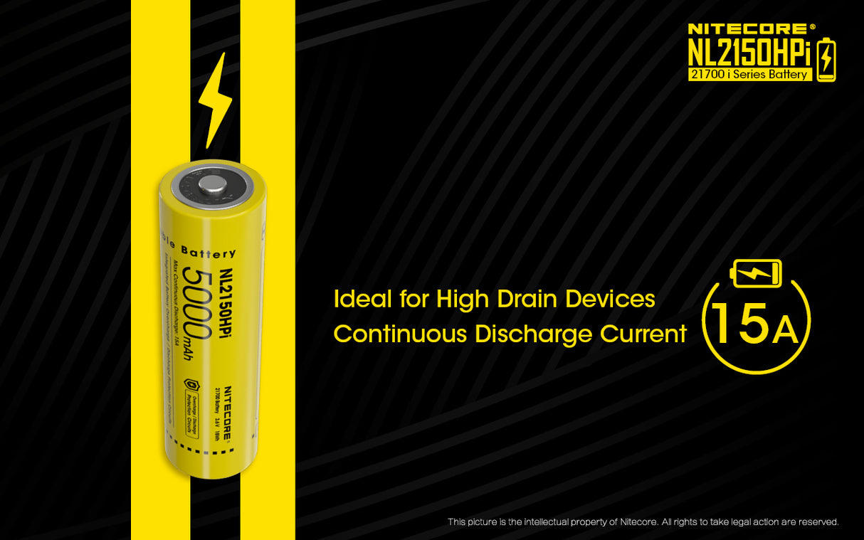 Nitecore NL2150HPI 5000mAh Rechargeable Battery for i Series Flashlights (P20i, P20iX, SRT6i, etc)