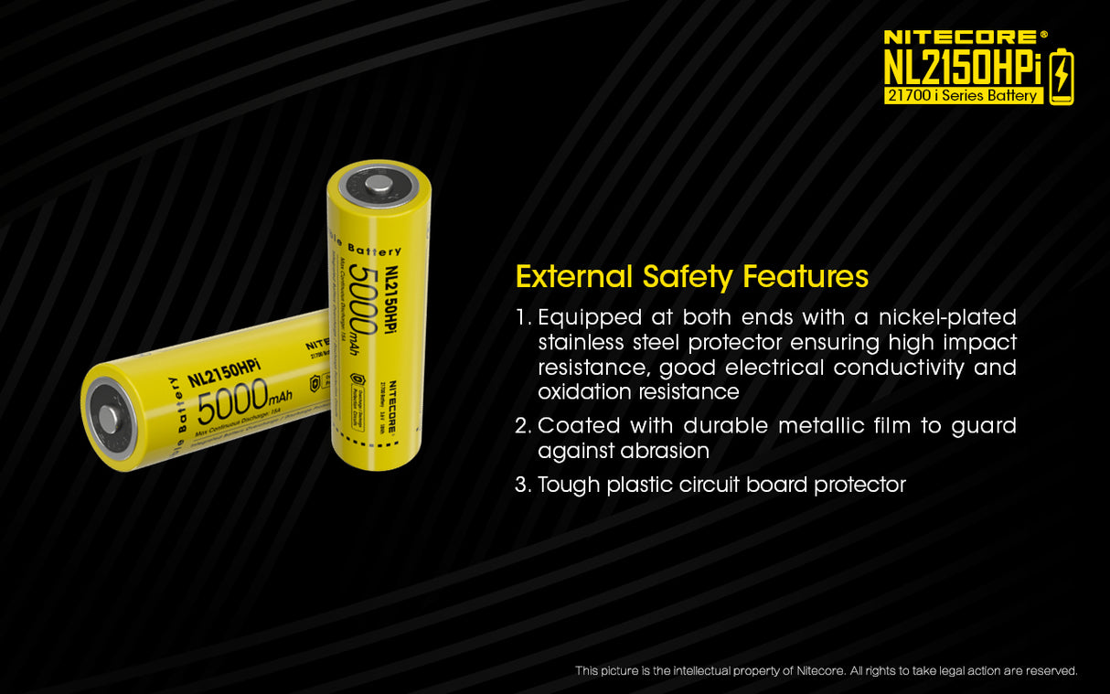 Nitecore NL2150HPI 5000mAh Rechargeable Battery for i Series Flashlights (P20i, P20iX, SRT6i, etc)