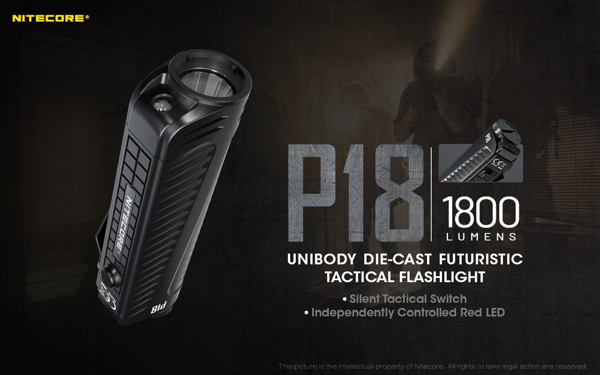 Nitecore P18 1800 Lumen EDC Flashlight with Red LED