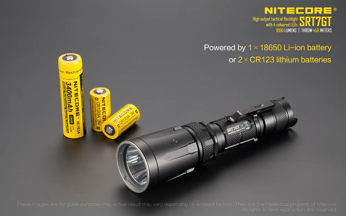 Nitecore SRT7GT 1000 Lumen LED Flashlight, with UV and 4 Color LEDs - Used