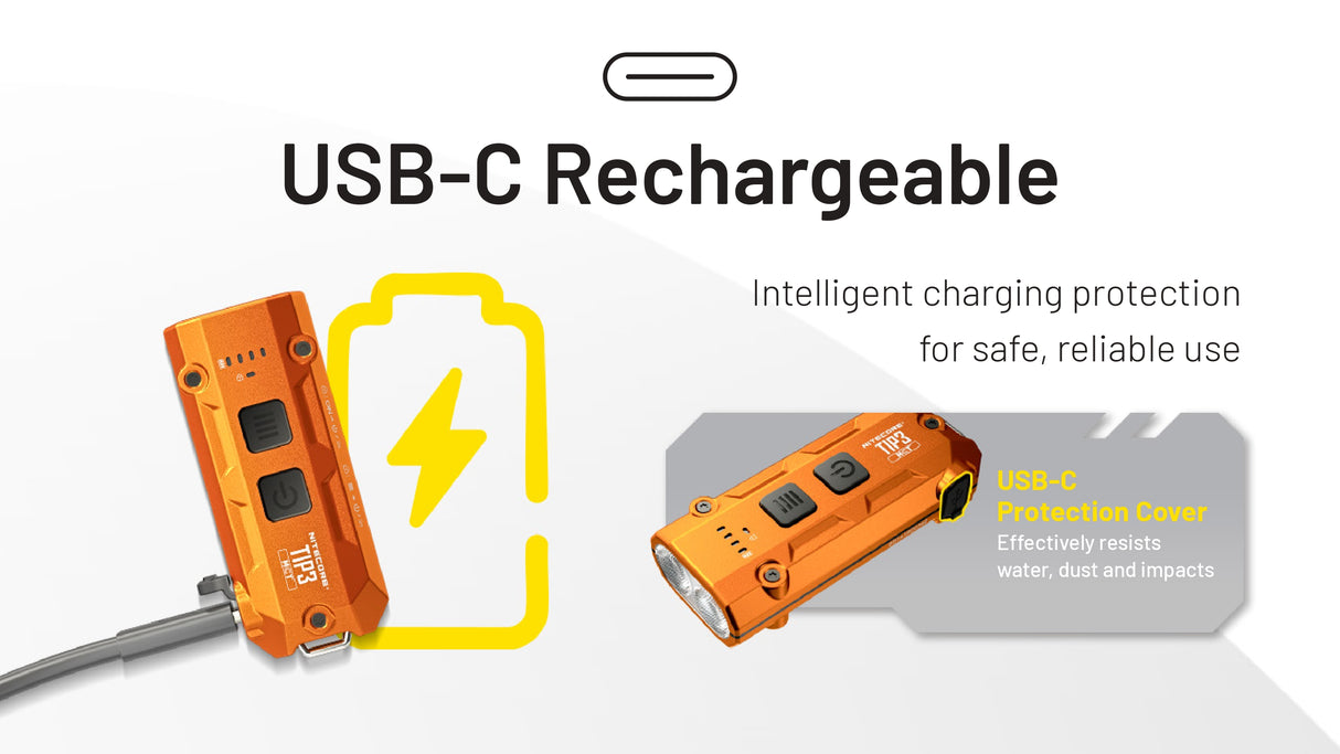 Nitecore TIP3 (TIP 3) 720 Lumen Rechargeable Keychain Flashlight