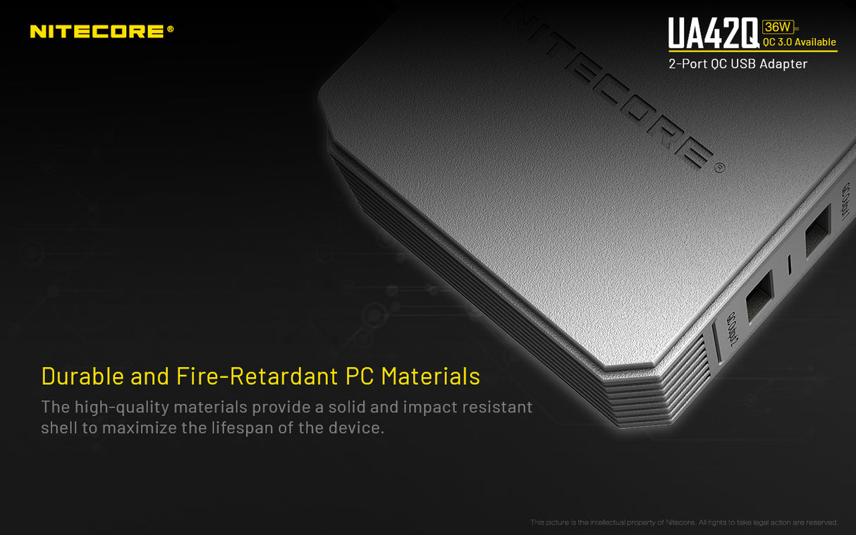 Nitecore UA42Q 2-Port QC USB 2.0 & 3.0 Power Adapter