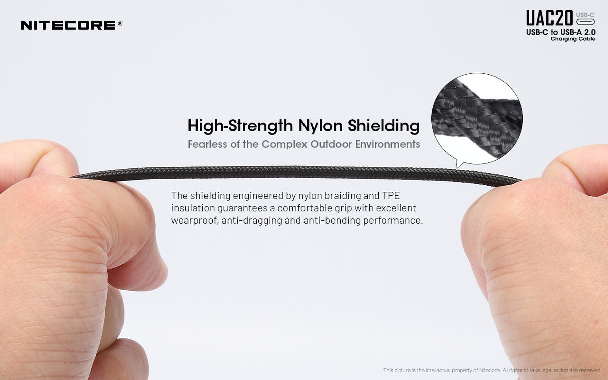 Nitecore UAC20 3.3ft USB Type C 3A Fast Charging Cable