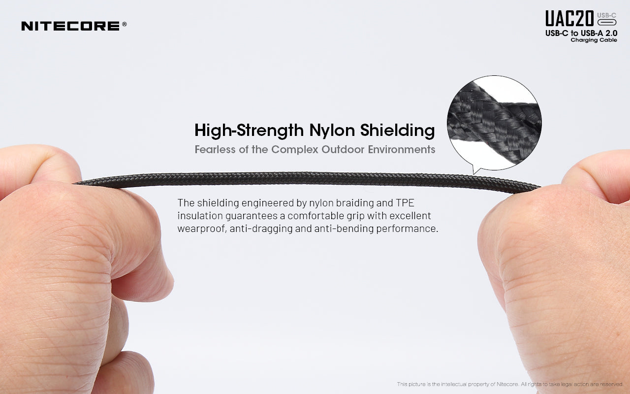 Nitecore UAC20 3.3ft USB Type C 3A Fast Charging Cable