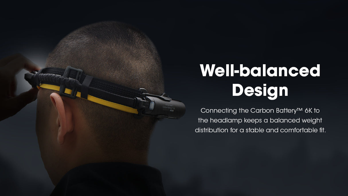 Nitecore Carbon Battery 6K Extended Headlamp Runtime Kit for NU43, NU45, NU53 and HC60 UHE, HC65 UHE, HC70 UHE, and HC75 UHE Headlamps