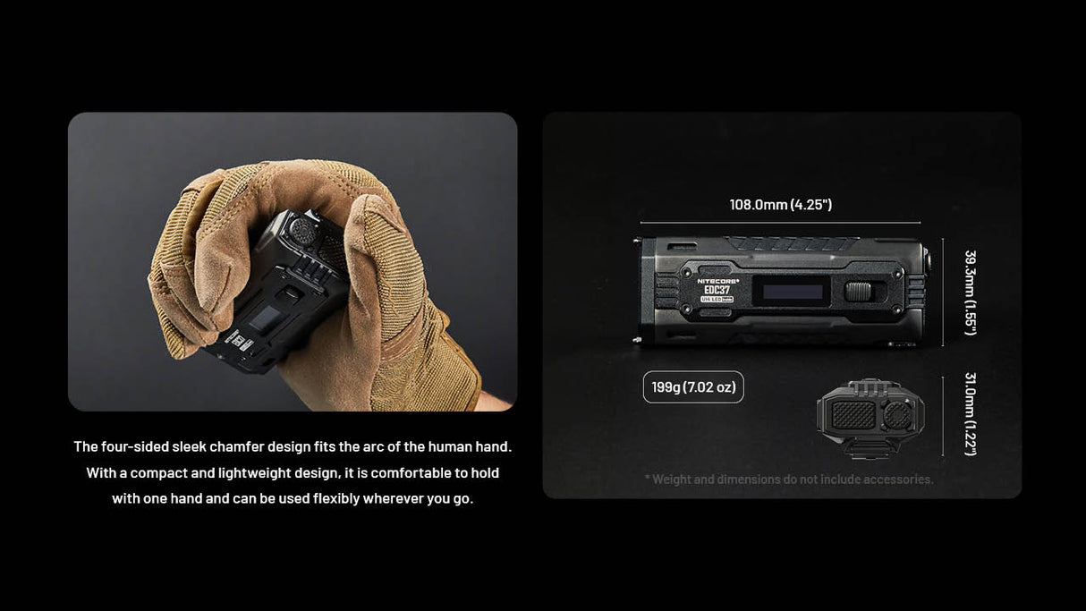 Nitecore EDC37 8000 Lumen USB-C Rechargeable Flat EDC Flashlight