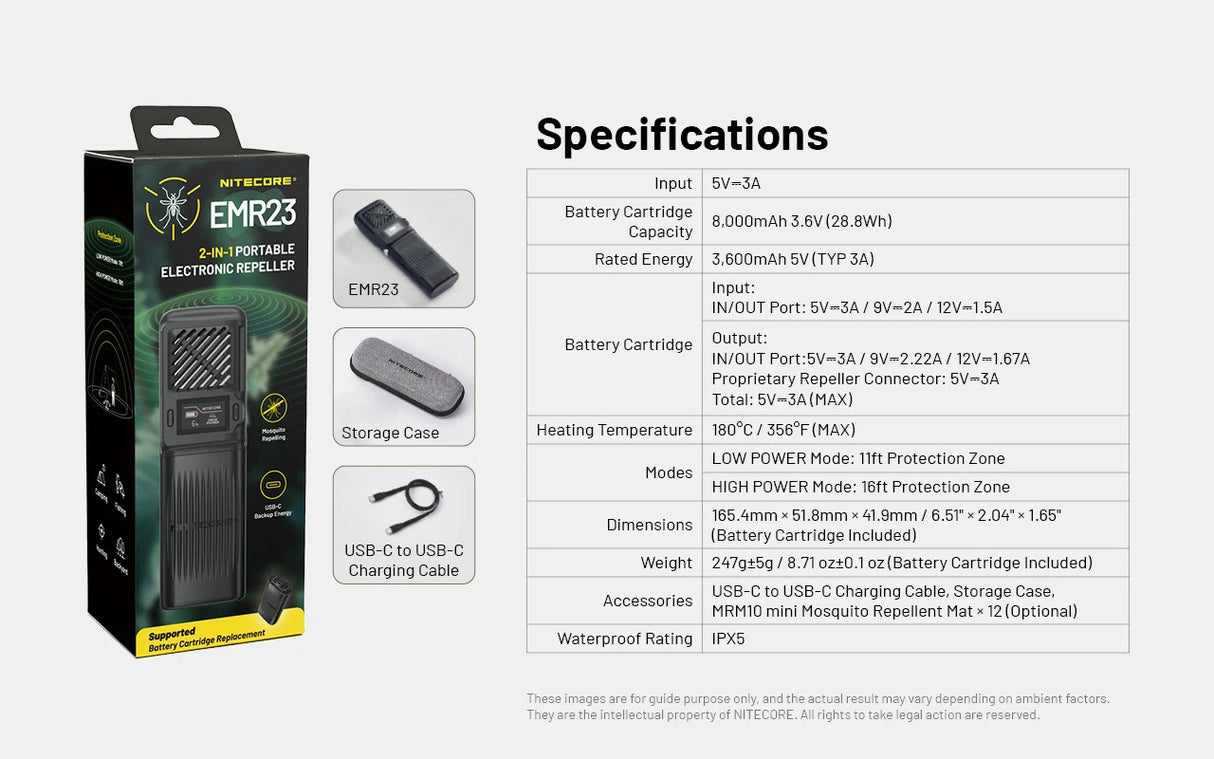 Nitecore EMR23 Rechargeable 2-in-1 Electronic Mosquito Repeller