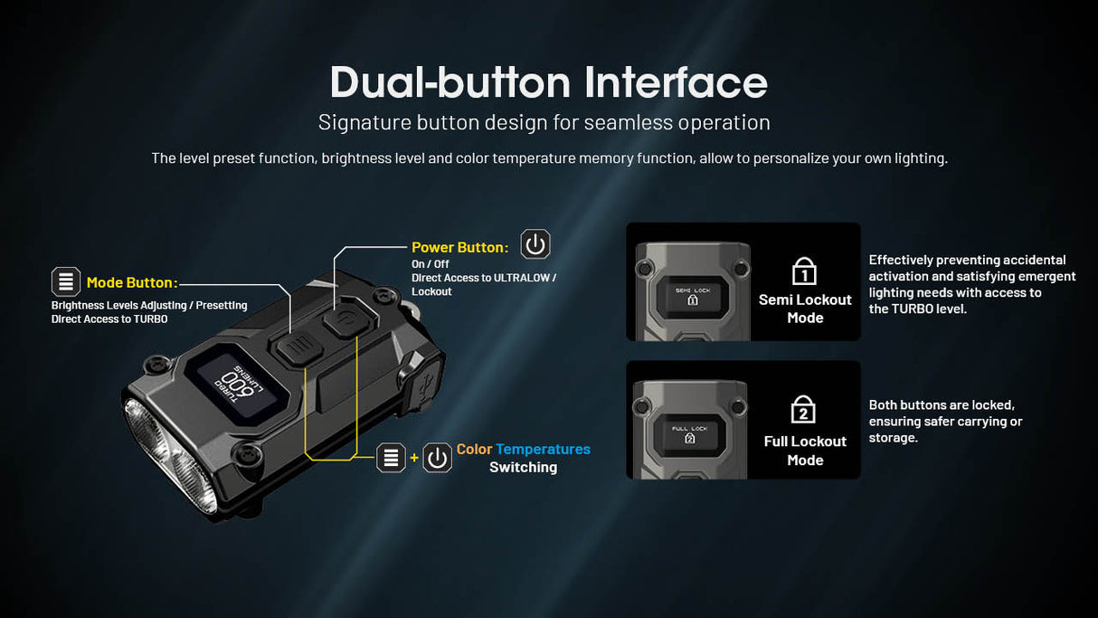 Nitecore TINI 3 600 Lumen Multi-Color Rechargeable Keychain Flashlight