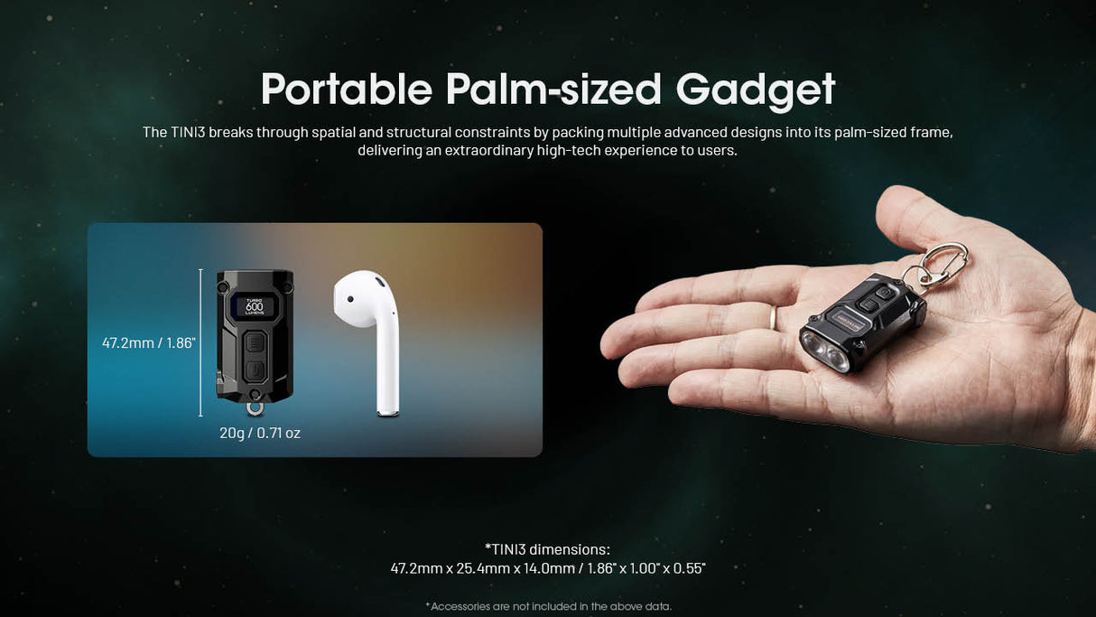 Nitecore TINI 3 600 Lumen Multi-Color Rechargeable Keychain Flashlight