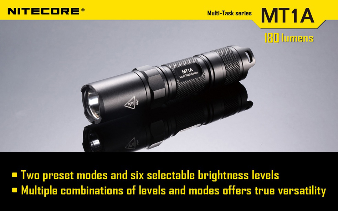 Nitecore MT1A 180 Lumen EDC LED Flashlight, use 1x AA Battery