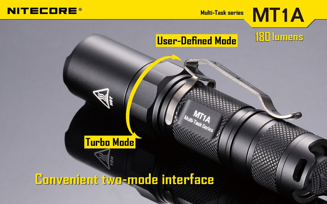 Nitecore MT1A 180 Lumen EDC LED Flashlight, use 1x AA Battery