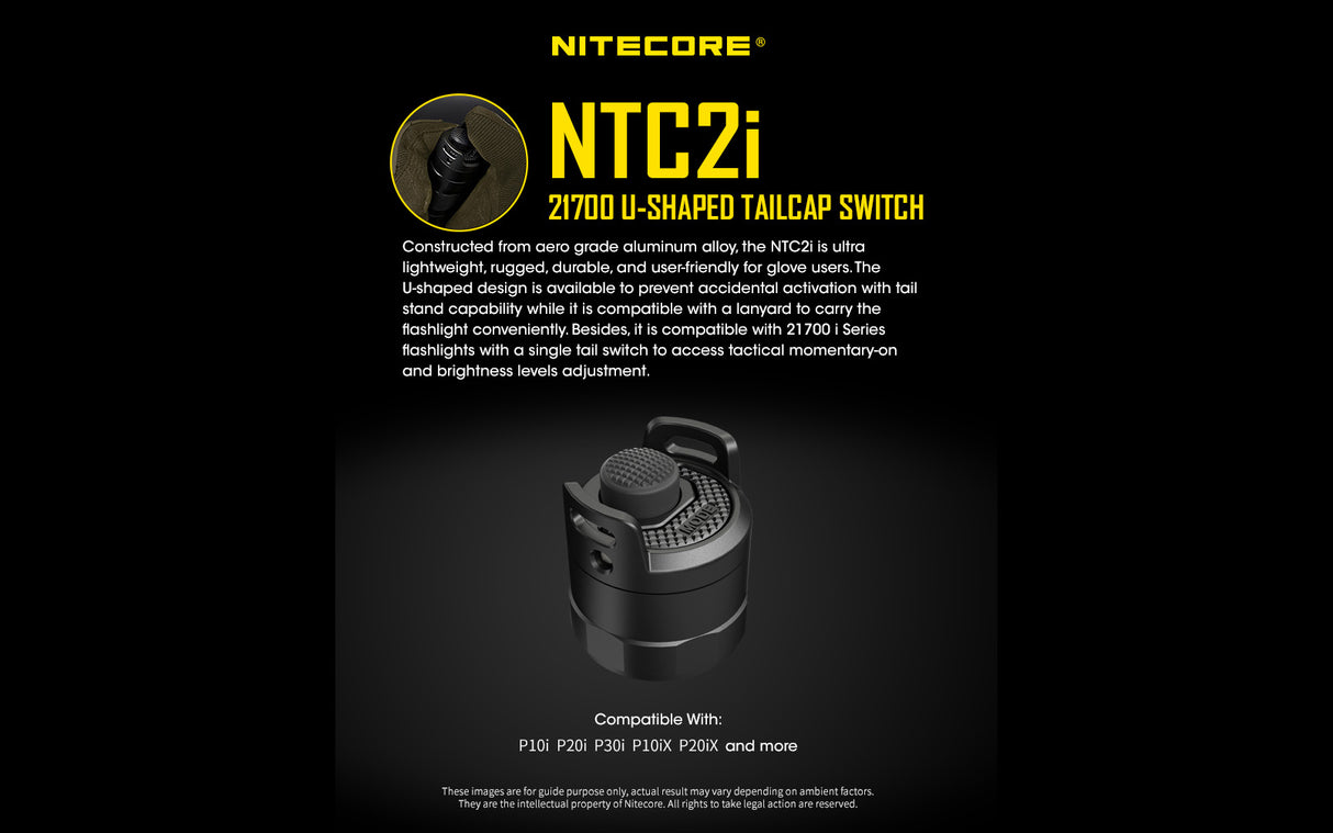 Nitecore P20iX 4000 Lumen USB-C Tactical Flashlight with NTC2i Tactical U-Shaped Tail Cap