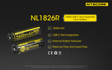 Nitecore NL1826R 2600mAh USB-C Rechargeable 18650 Battery
