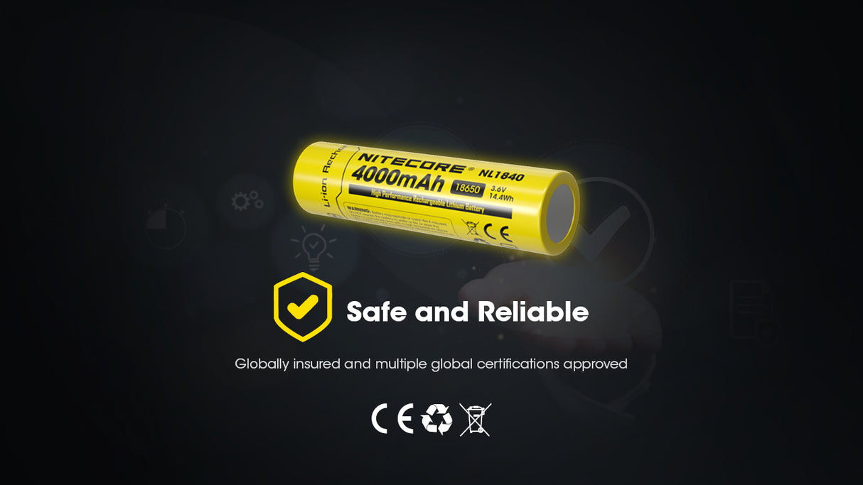 Nitecore NL1840 4000mAh Rechargeable 18650 Battery