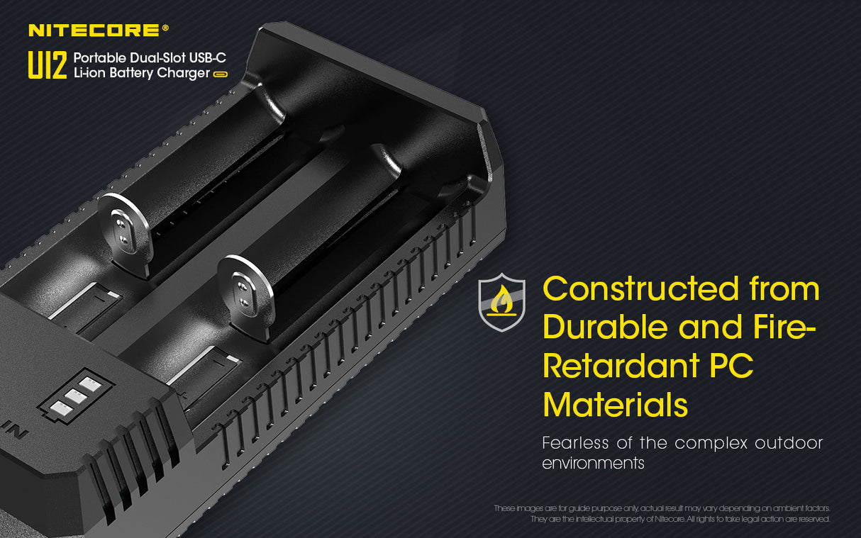 Nitecore UI2 Dual-Slot USB-C Charger, for 18650, 21700, 18350, 20700 Batteries