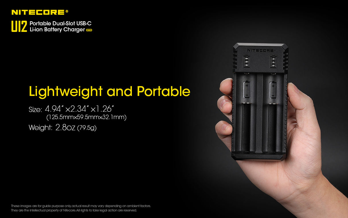 Nitecore UI2 Dual-Slot USB-C Charger, for 18650, 21700, 18350, 20700 Batteries