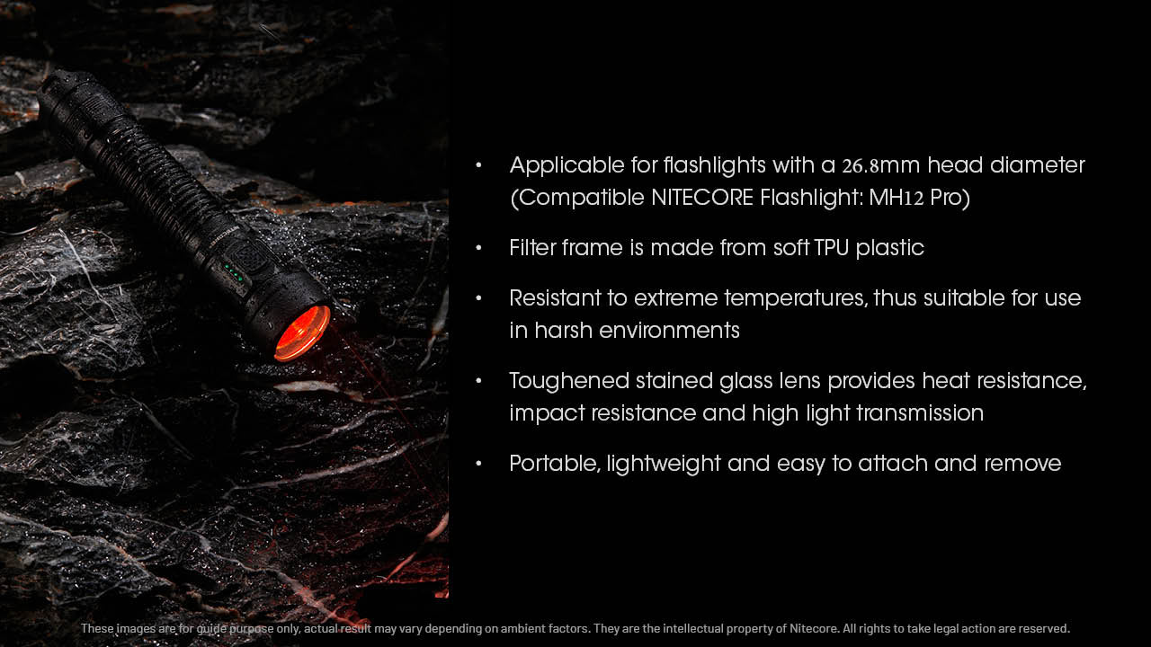 Nitecore 26mm Red, Green, or Blue Filter (NFR26, NFG26, NFB26) for MH12 Pro, MT1C Pro, and MT2C Pro