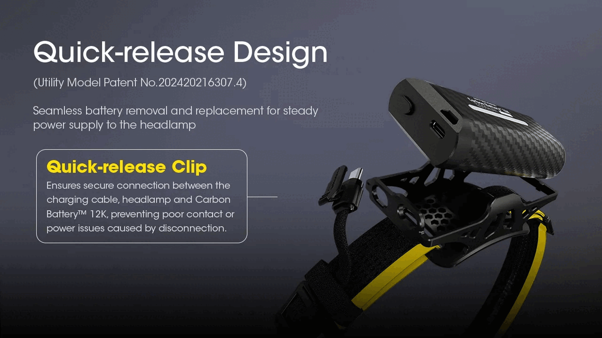 Nitecore Carbon Battery 12K Extended Headlamp Runtime Kit for NU45, NU53, HC65 UHE, and More