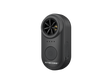 A compact handheld electronic whistle in black, featuring a circular fan grille, four indicator lights, a large power button, and a USB-C port on a plain white background.