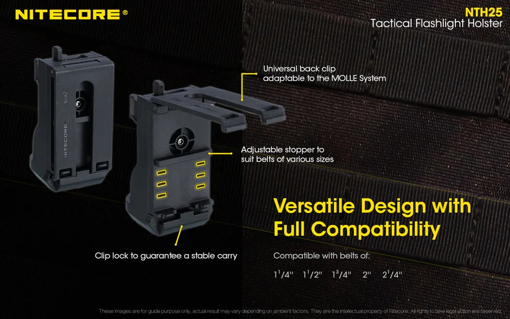 Nitecore NTH25 Rotary Flashlight Holster with Adjustable Belt Clip, for P20i, P20iX, P10i, P20iX etc