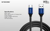 Nitecore UAC20 3.3ft USB Type C 3A Fast Charging Cable