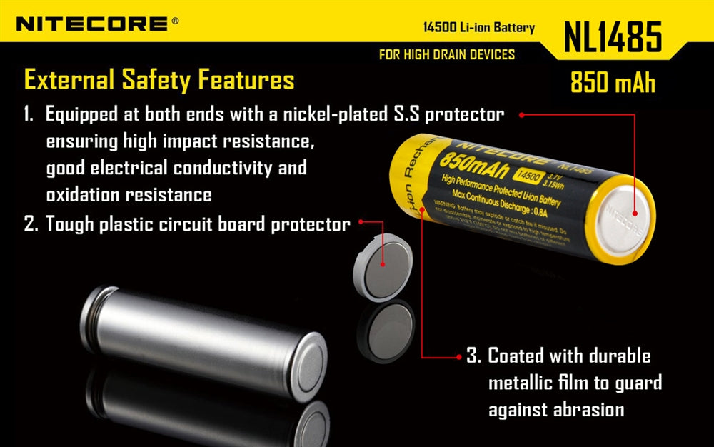 Nitecore NL1485 850mAh Rechargeable 14500 Battery