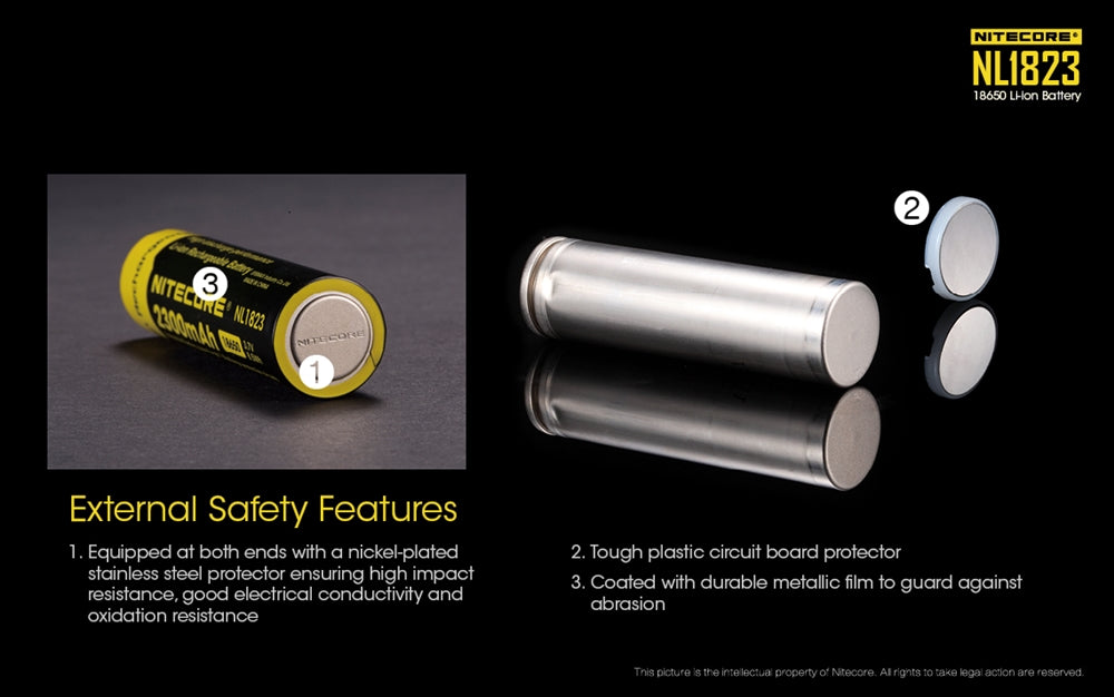 Nitecore NL1823 (NL183) 2300mAh Rechargeable 18650 Battery