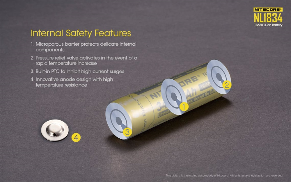 Nitecore NL1834 3400mAh Rechargeable 18650 Battery