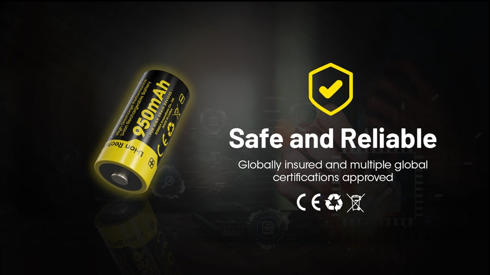 Nitecore NL169 950mAh Rechargeable RCR123A 16340 Battery