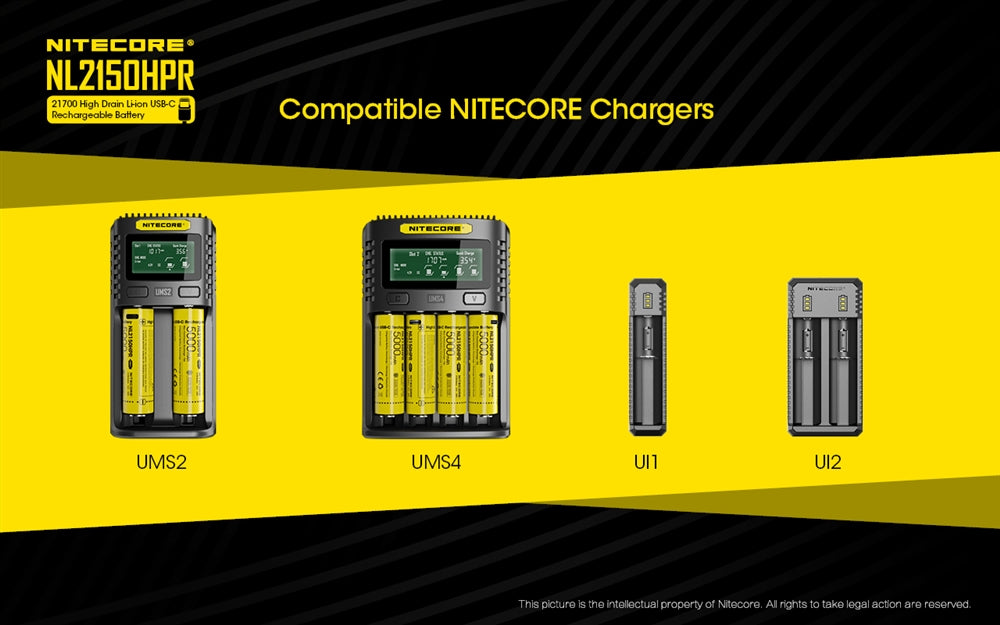 Nitecore NL2150HPR 5000mAh USB-C Rechargeable 21700 Battery, High Performance