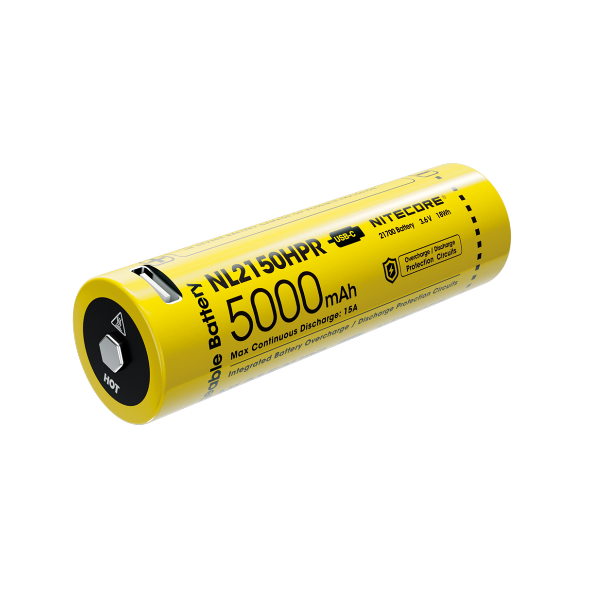 Nitecore NL2150HPR 5000mAh USB-C Rechargeable 21700 Battery, High Performance