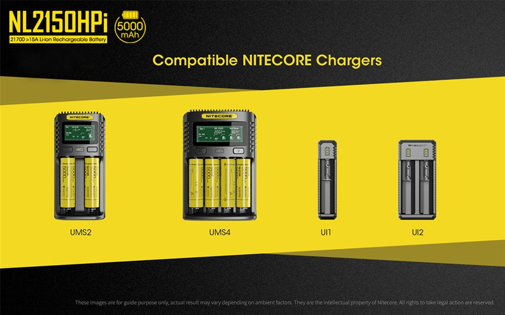 Nitecore NL2150HPI 5000mAh Rechargeable Battery for i Series Flashlights (P20i, P20iX, SRT6i, etc) - Used