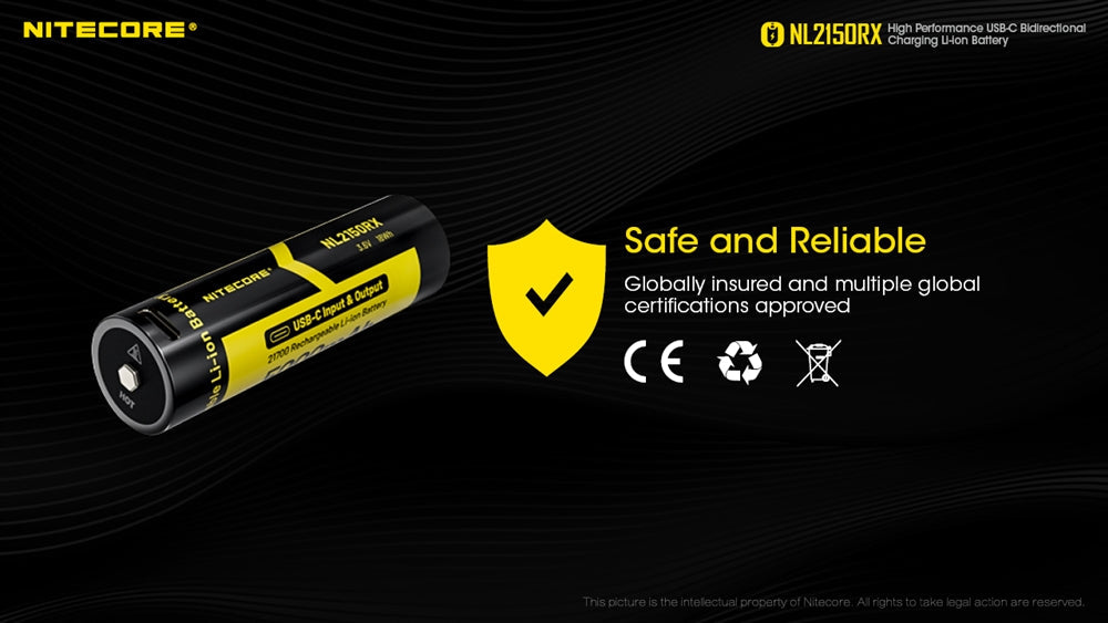 Nitecore NL2150RX 5000mAh USB-C Rechargeable 21700 Battery