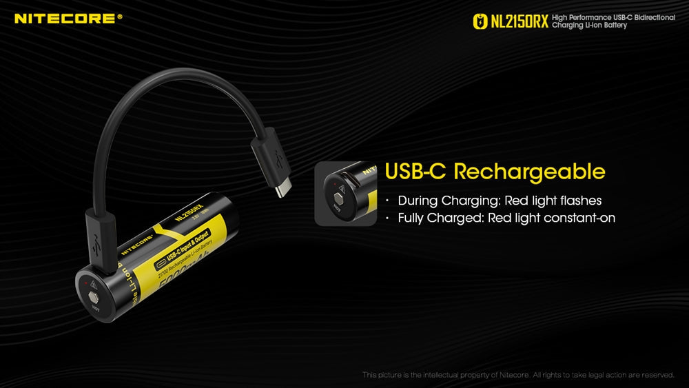 Nitecore NL2150RX 5000mAh USB-C Rechargeable 21700 Battery