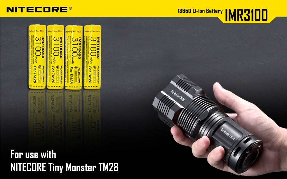 Nitecore IMR3100 3100mAh 18650 Battery for TM28, Concept 1 Flashlights