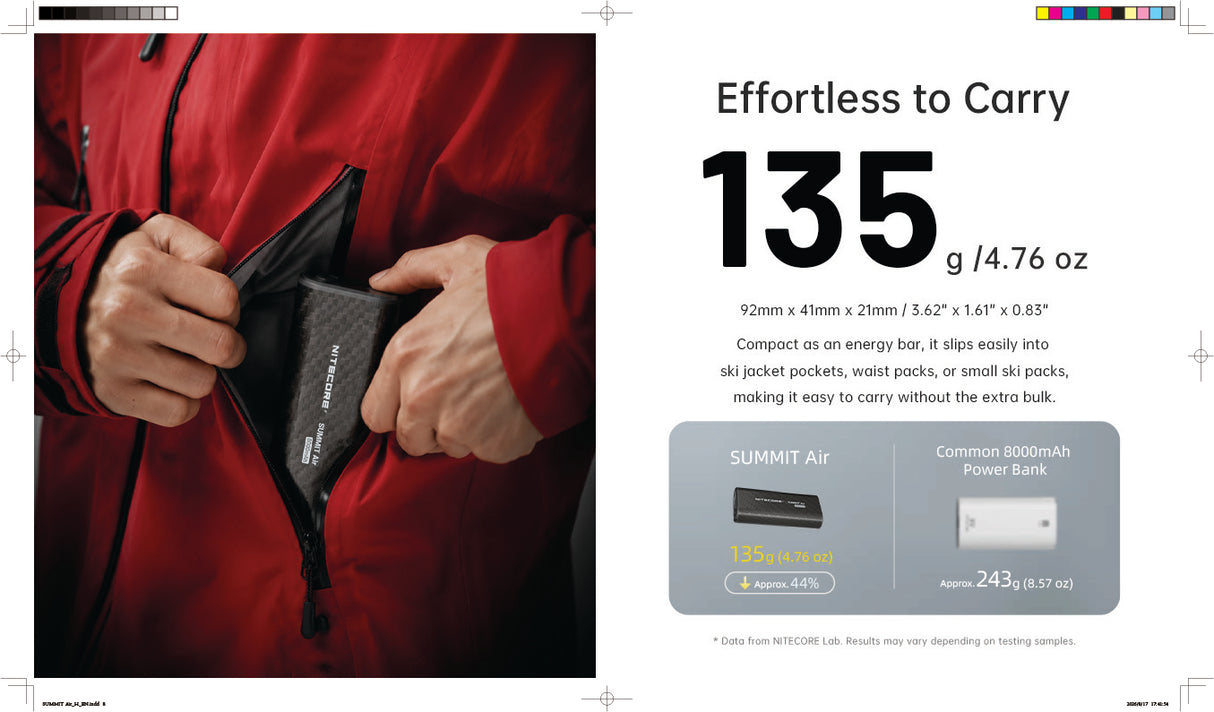 Nitecore SUMMIT Air 8,000mAh Extreme Cold-Resistant Ultralight Power Bank