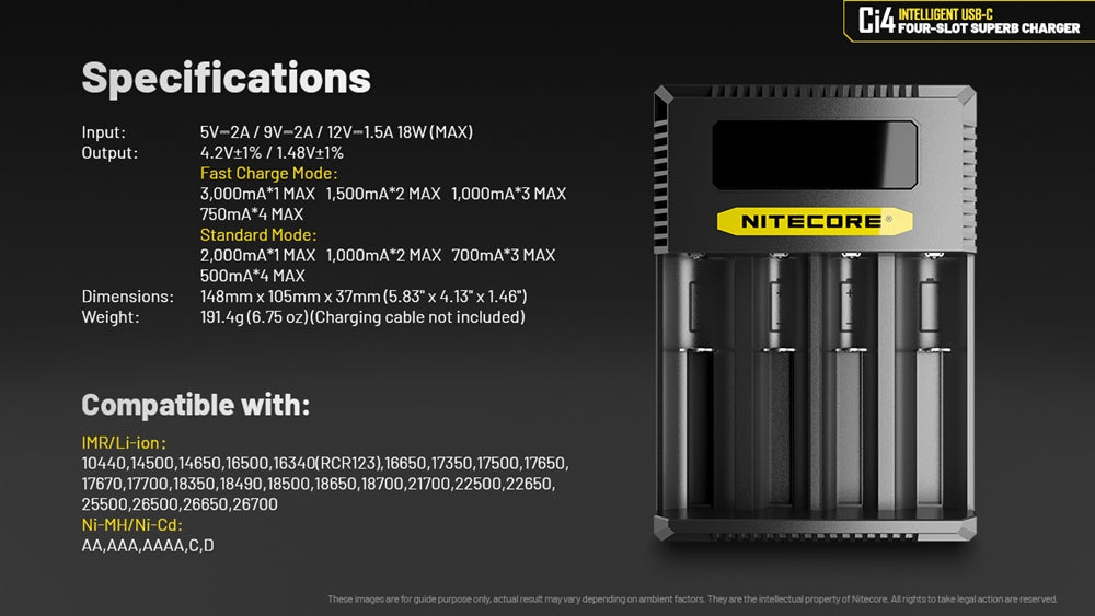 Nitecore Ci4 Four Slot Universal Battery Charger